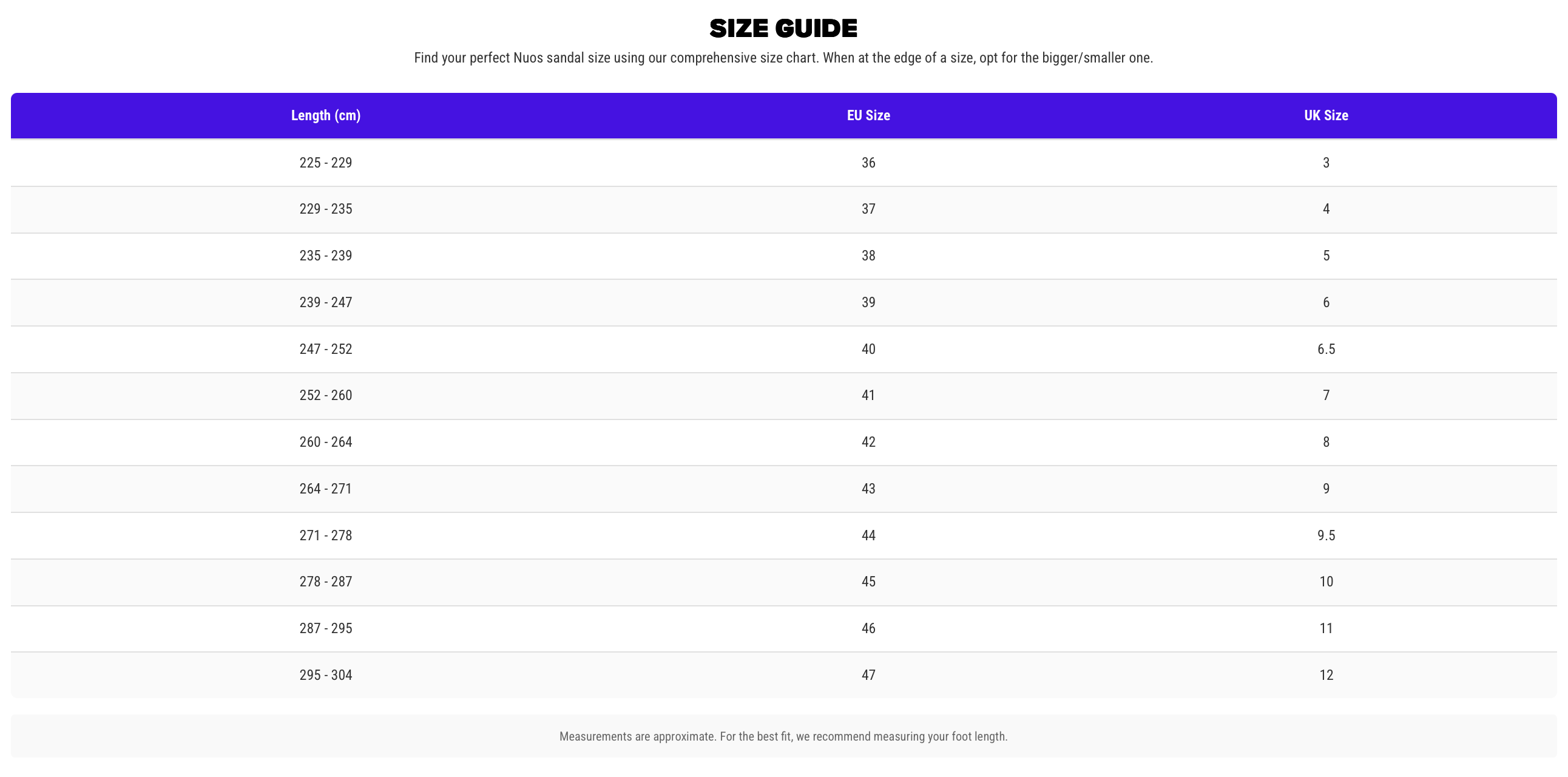 size guide size guide